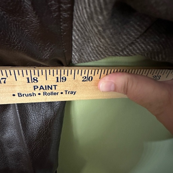 Anthropologie Sz XXS Faux Leather Jacket Brown Moto Cropped Lined Edgy Chic - Picture 8 of 9